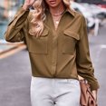 thumbnail image 4 of Camisa con cuello de solapa para mujer, blusas informales con bolsillos, blusas de primavera y otoño Hugtrwg Para estrenar, 4 of 7