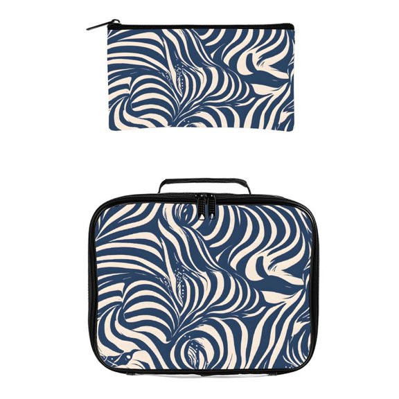 2 Pieces Transparent Storage Bag Handle Design Is Easy To Pick Up And Put Down For Work Life Travel Business Zebra Print Style SteelBlue_3