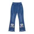thumbnail image 3 of iEFiEL Kids Girls Toddlers Flared Denim Pants Casual High Waist Cute Bowknot Jeans Bootcut Pants Type E 120/XXL, 3 of 7