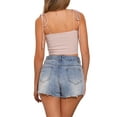 thumbnail image 3 of INSPIRAR CHIC Blusas de tirantes de verano con rayas y lazo para mujeres M Blanco Rosa, 3 of 5