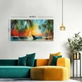thumbnail image 5 of AVOI Abstract Coastal Canvas Wall Art Sunset Ocean Beach Wall Decor Blue Boats Palm Trees Pictures Nautical Bathroom Decor Nature Seascape Painting Artwork for Bedroom Home Unframe: 10x8inch(25x20cm), 5 of 5