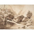 thumbnail image 3 of Franz Kobell 18x14 Black Modern Framed Museum Art Print Titled - Mountainous Landscape with a Brook (18th-Early 19th Century), 3 of 5
