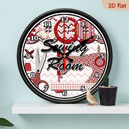 2D Flat 1pc 10Inch Sewing Room Wooden Wall Clock Seamstress Tailor Fabric Crafts Gift Clock Decorative for Home, Bedroom, Living Room - Modern Decor Wall Clock