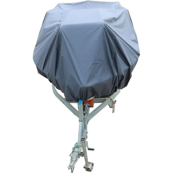 PET-U Waterproof Boat Cover Gray Heavy 600D Marine Grade Polyester Canvas Trailerable