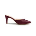 thumbnail image 3 of BLISSFUL STEP Women's Pointed Toe Stiletto Heels Slide Mules Burgundy 6, 3 of 7