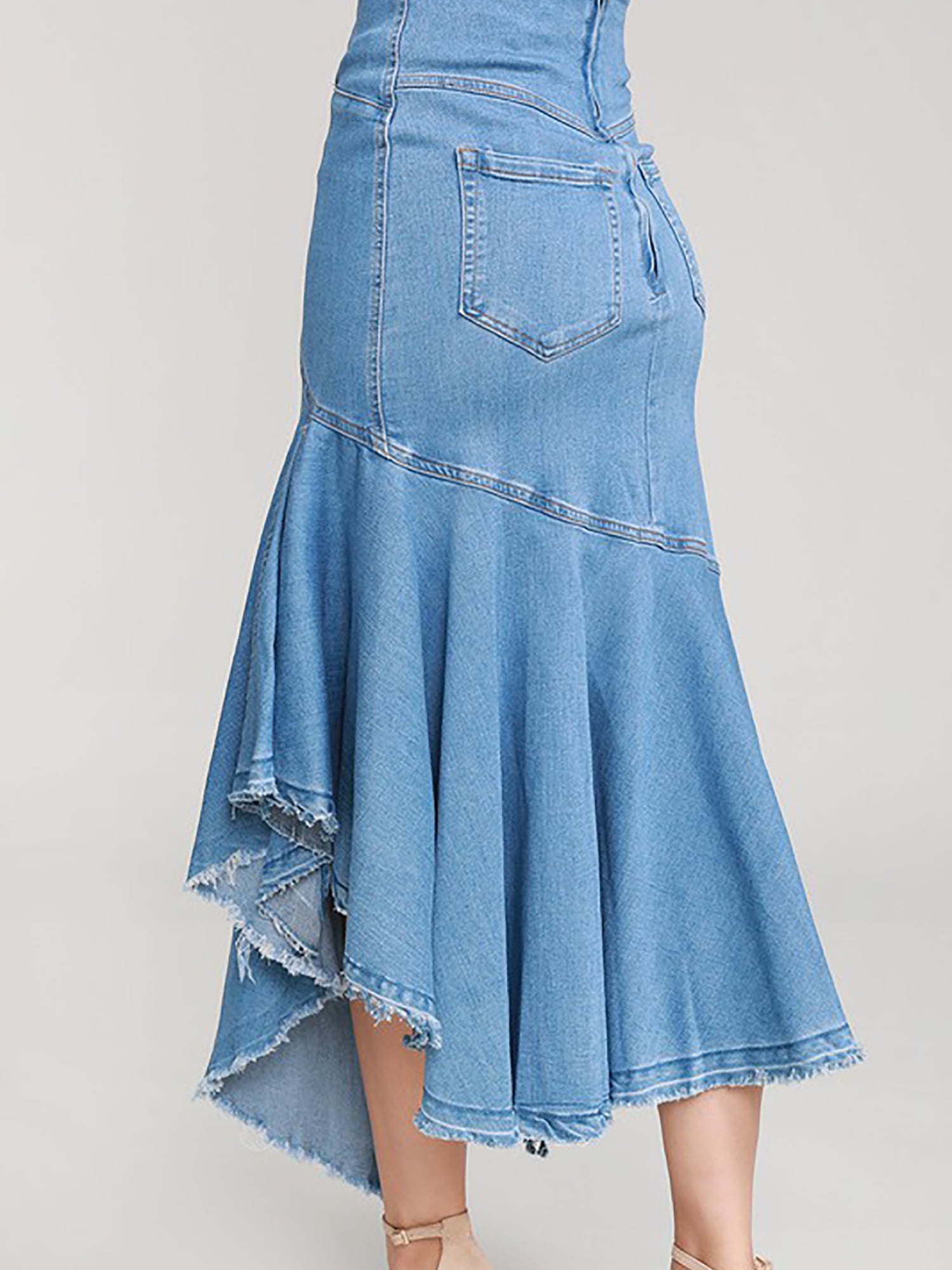 Women's Skirt in denim and viscose