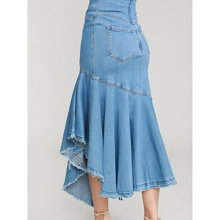 A2Y Women s Casual Rayon High Waist Back Zipper Denim Jean Long