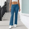 thumbnail image 2 of longantii Wide Leg Sweatpants for Women Fold-Over Flare Leggings Stretch Slim Bootleg Yoga Pants Gym Outdoor Pants Dark Blue L, 2 of 5