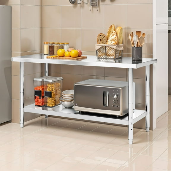 Uforic 48 × 24 Stainless Steel Workbench With Adjustable Undershelf, NSF Certified