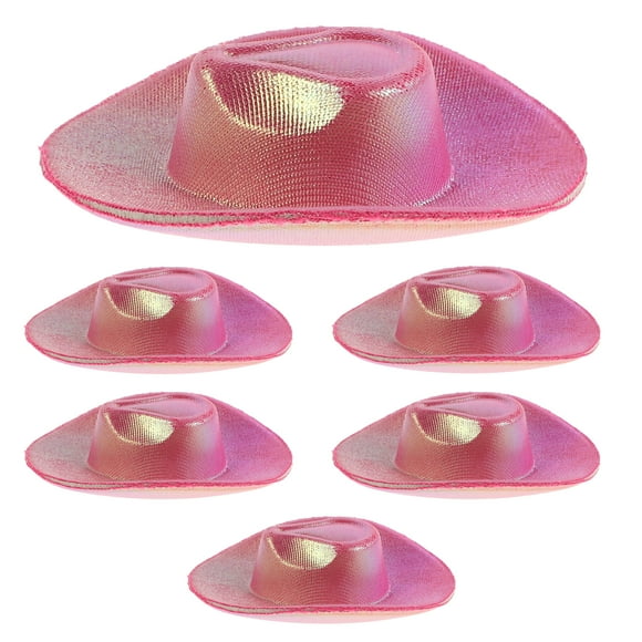 KAKOWELY 6 mini sombreros de vaquero occidental de plástico, bonitos sombreros en miniatura para fiestas, muñecas de juguete, juegos de vestir y de casa.