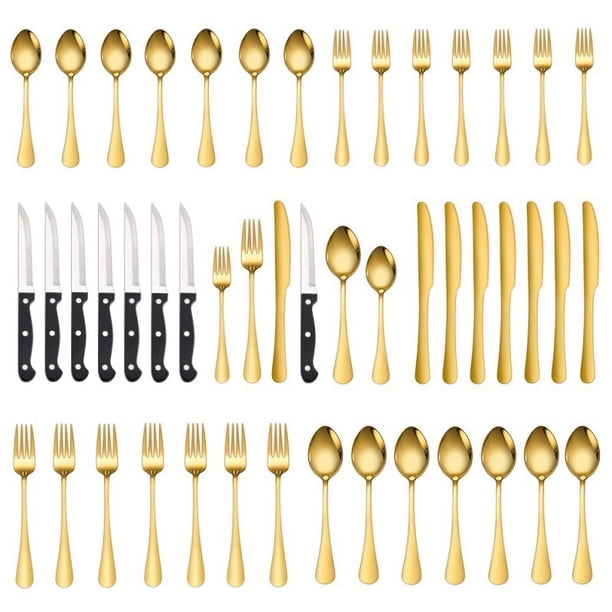 Juego de vajilla de acero inoxidable de 48 piezas, cuchillo para carne estilo occidental, cuchillo para la cena, cuchara principal para la cena, tenedor, cuchara de postre