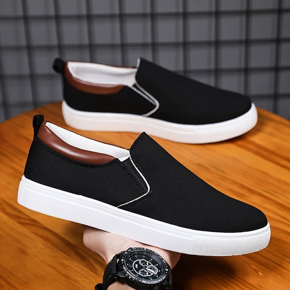 Men's Canvas Shoes, Low Cut Trendy Flat Bottomed Loafers, Minimalist Casual Sneakers, Suitable for Outdoor Wear. Lightweight and Comfortable Men's Shoes