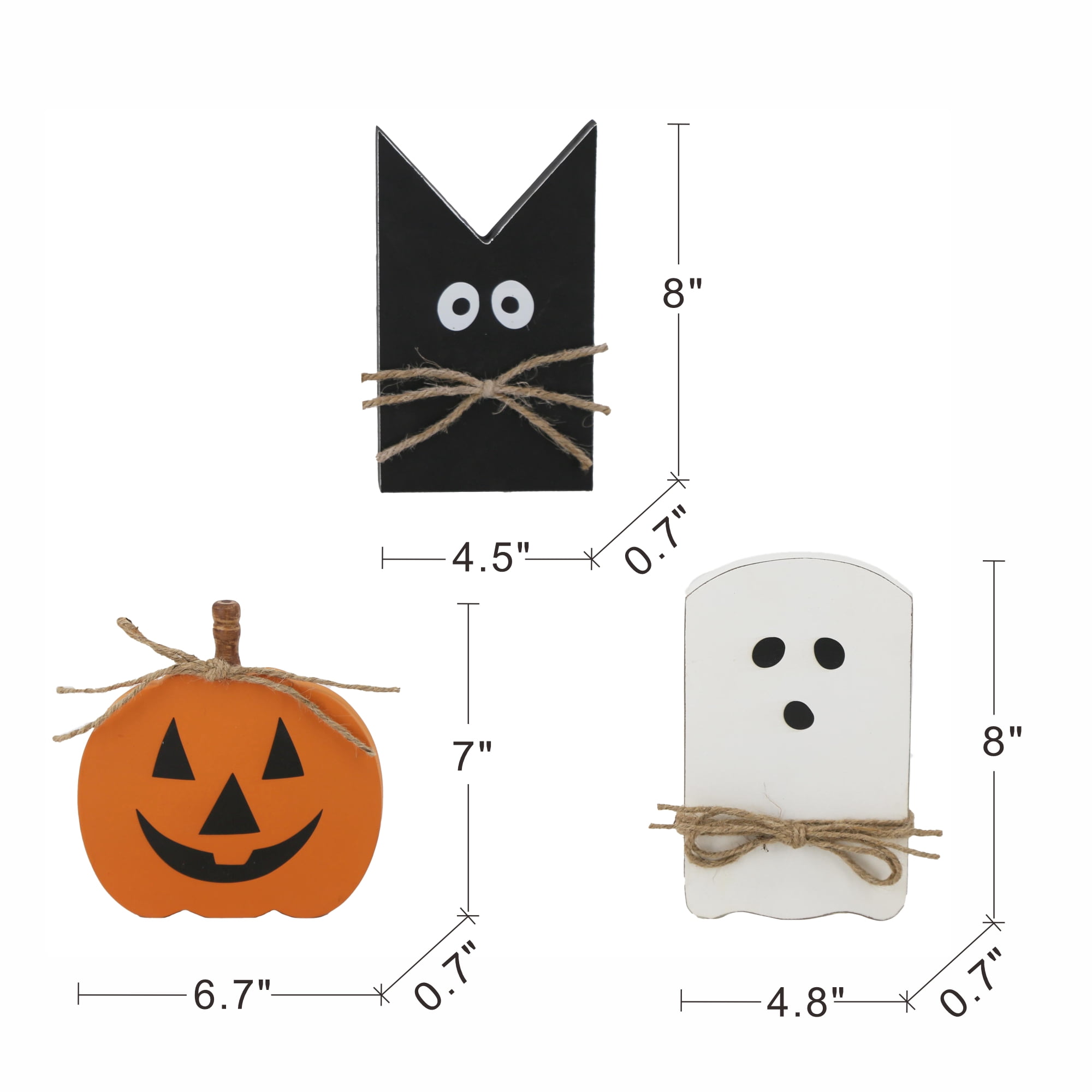 Halloween Table Decor Set of 3 Pumpkin Ghost Bat MDF Wood for Dining Room Mantle