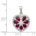 thumbnail image 2 of Sterling Silver Polished with CZ and Syn. Ruby Heart Pendant, 2 of 2