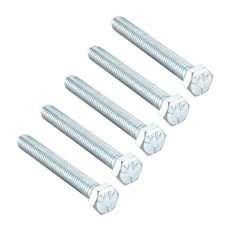 

3/8 -16x3 Hex Bolts Grade 5 UNC Carbon Steel Silver 5 Pack