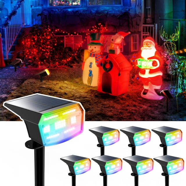 Focos solares HIBOITEC 59 LED que cambian de color, paquete de 8