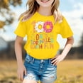 thumbnail image 2 of Gaexia Girls Graphic Short Sleeve T Shirt Casual Loose Fit Crewneck Tee For Kids Back To School Clothes Comfortable Playwear Top (Yellow,12-13 Years), 2 of 3