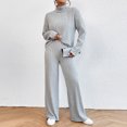 thumbnail image 1 of Pantalones Conjunto de 2 piezas a juego para mujer, trajes cómodos y holgados de punto suave para el hogar (gris M) Cgtredaw Gris T M para Mujer, 1 of 6