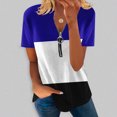 thumbnail image 2 of Blusa informal con cuello en V y manga corta con estampado de verano para mujer con estilo OAVQHLG3B Store  lin121212, 2 of 5