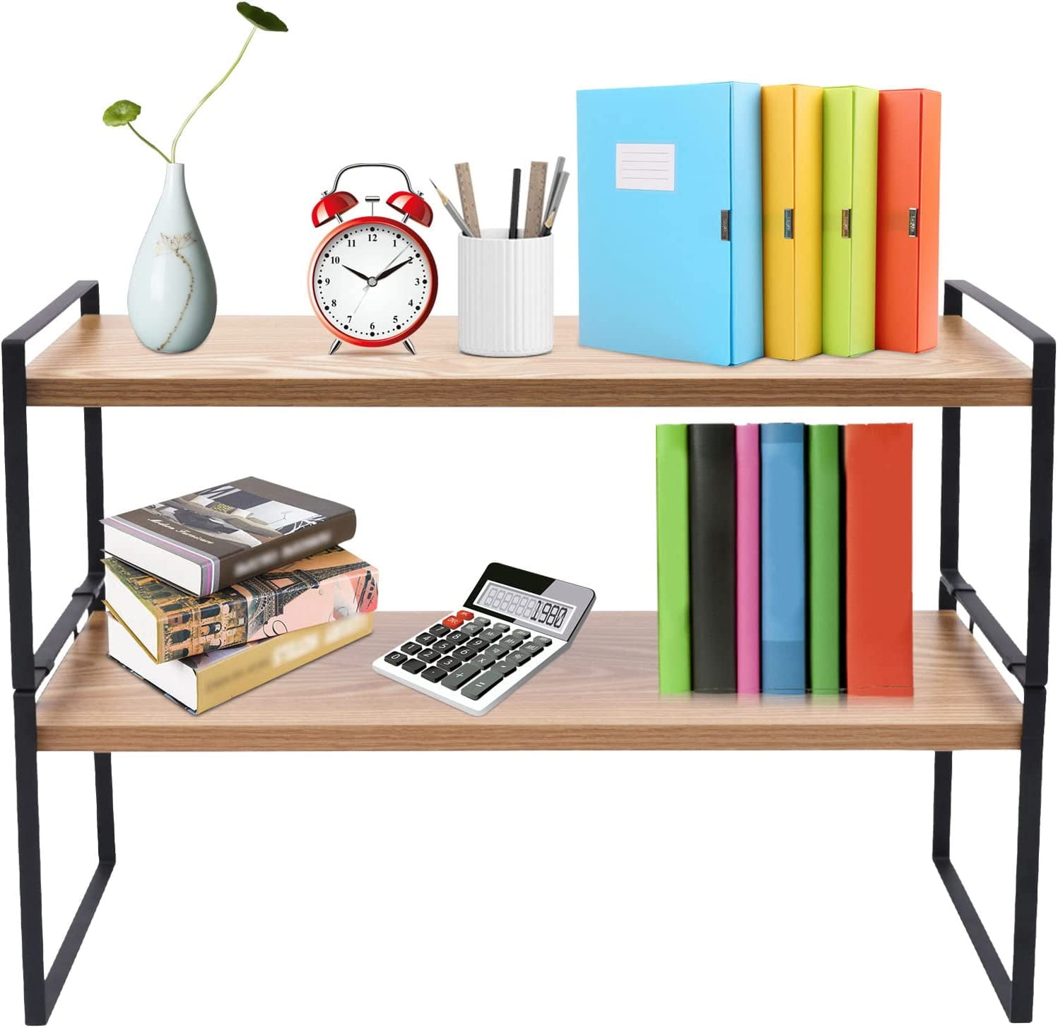 TFCFL Desktop Shelf Storage Organizer Office Storage Rack Wood Display