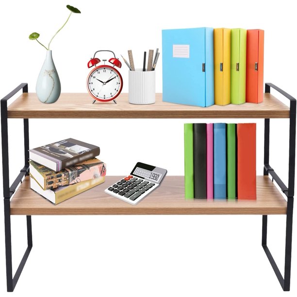 TFCFL Desktop Shelf Storage Organizer Office Storage Rack Wood Display