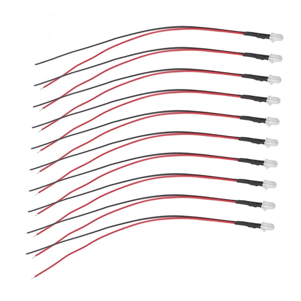 Diodos LED Precableados De 5 Mm, Diodos Emisores De Luz, 10 Unidades, Vida útil De 20.000 Horas, Cable De 20 Cm, Voltaje Amplio De 5-12 V, ángulo De 120 Grados Para Bricolaje,