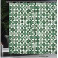 thumbnail image 3 of Ambesonne Mid Century Shower Curtain, Retro Round Mosaic Art, 69"Wx84"L, Reseda Green, 3 of 4