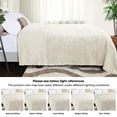 thumbnail image 3 of Superior Arctic Fleece Boho Knit Jacquard Blanket, Throw, Ivory, 3 of 7