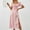 Pink, variant on Women's Floral Summer Dress Square Neck Puff Sleeve Boho Midi Dress with Ruched Bust & High Waist Split, Casual & Beach Outfit, S
