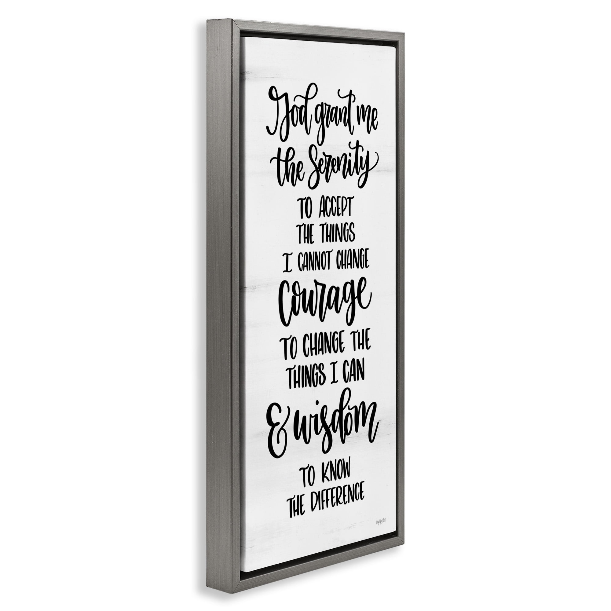 Stupell Industries Religious Serenity Courage & Wisdom Religious Painting Gray Floater Framed Canvas Art Print Wall Art, 15 x 31