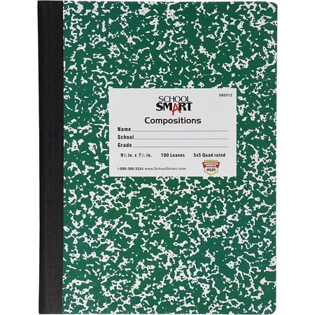 School Smart Stitched Cover Composition Book, Quad Ruled, 9-3/4 X 7-1/2 Inches, 200 Pages