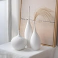 thumbnail image 3 of White Ceramic Vase Set of 3 Modern Boho Wabi-Sabi Decorative Aesthetic Vases for Living Room Table Shelf Home Decor Gift, 3 of 8