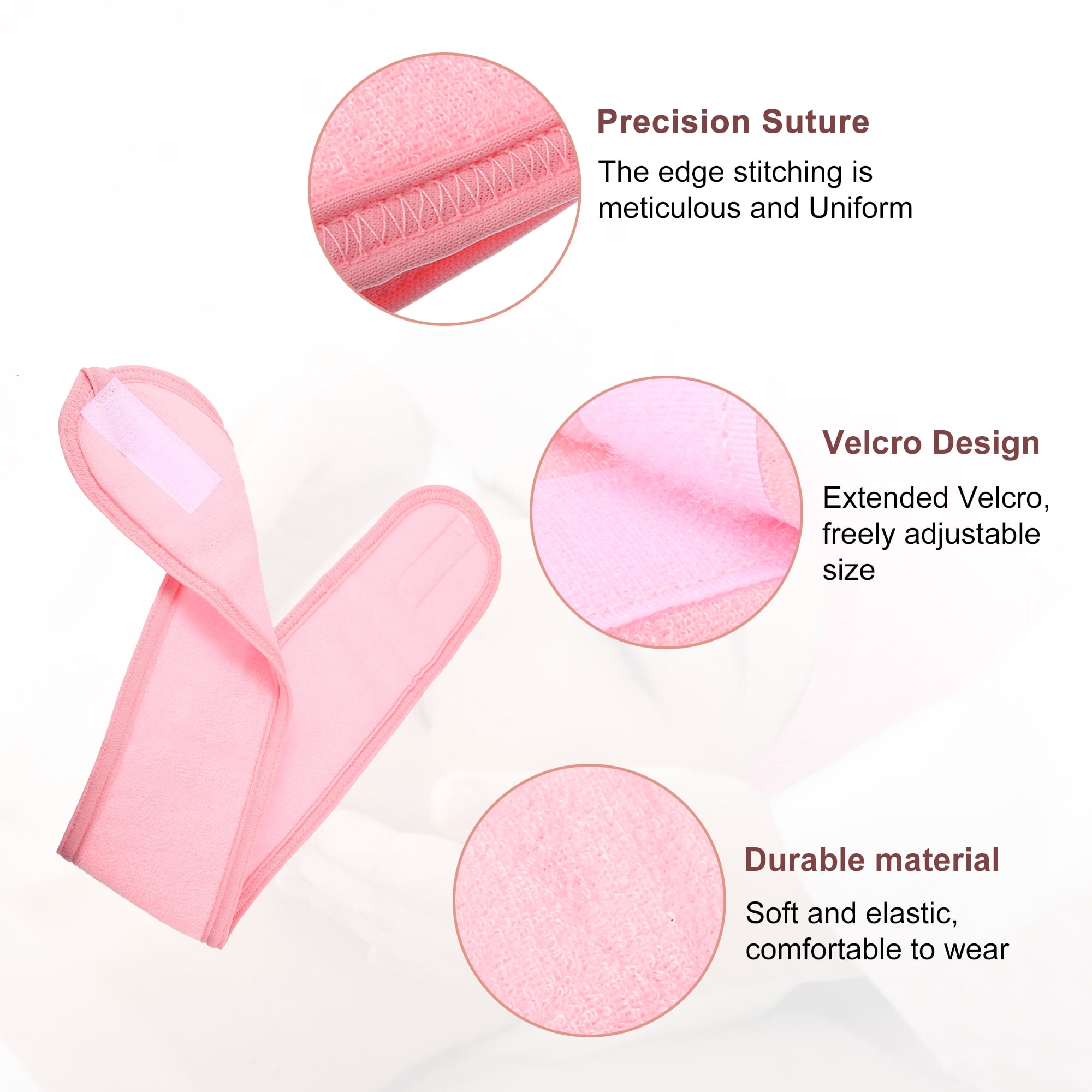 Unique Bargains 2pcs SPA Facial Headband for Women Washing Face Makeup Headband Pink, Black