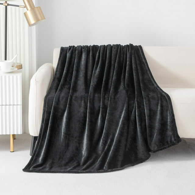 Mainstays Plush Throw Blanket Black