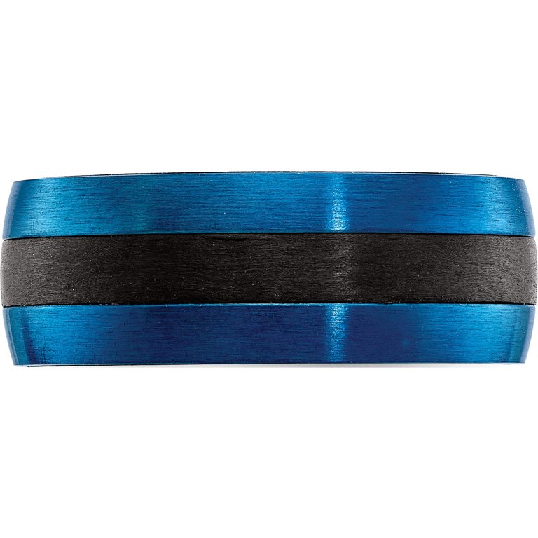 Black Carbon Fiber with Brushed Blue IP-plated Stainless Steel 8mm Band Black Carbon Fiber with Brushed Blue IP-plated Stainless Steel 8mm Band