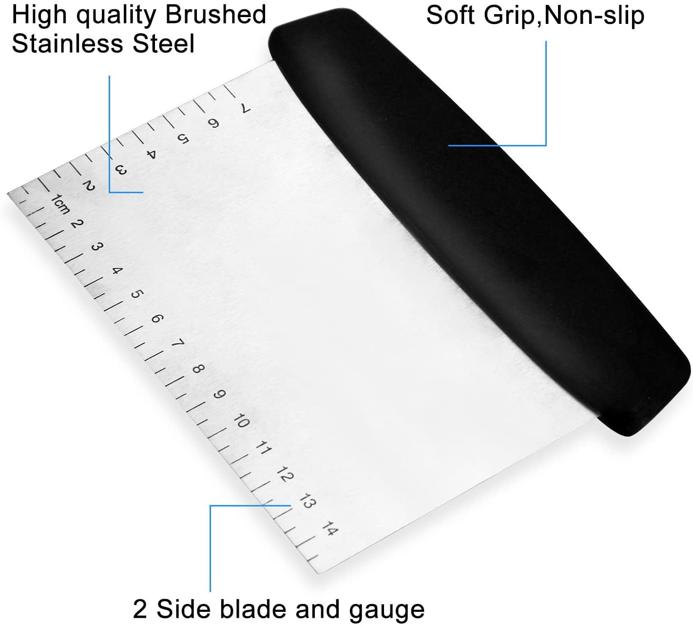 Dough Blender Stainless Steel Pastry Cutter Set - Multipurpose Bench Scraper - Great as Dough Cutter for Pastry Butter and Pizza Dough - Smooth Baking Dough Tools