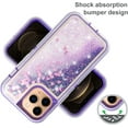 thumbnail image 4 of Case for iPhone 12 Pro,Military Grade 3 in 1 Hybrid Glitter Liquid Quicksand Moving Stars Sparkle Flowing Shockproof Protective Phone Case for iPhone 12 Pro,6.1 inch（Purple）, 4 of 10