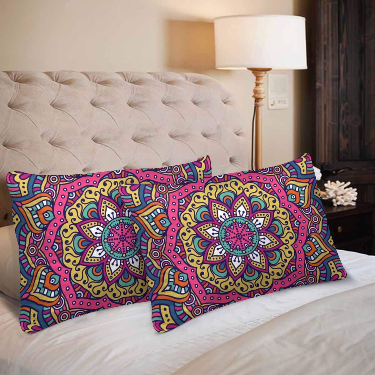 GCKG Beautiful Mandala Boho Style Indian Pillow Cases Pillowcase 20x30
