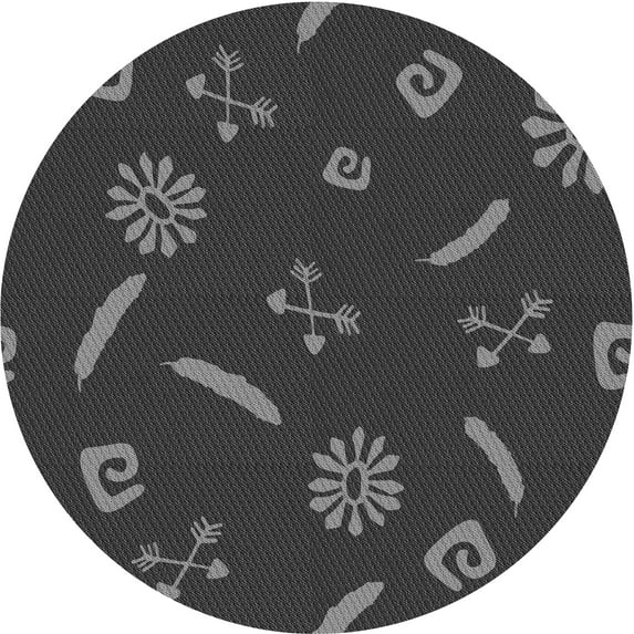 Ahgly Company Indoor Square Patterned Charcoal Black Area Rugs, 3' Square