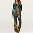 thumbnail image 4 of Mifsaly Womens Christmas Pajamas Sets Winter 2 Piece Pjs V-Neck Long Sleeve Lapel Pullover Sleepwear Xmas Tree Button Down Loose Nightwear High Waist Pants with Pockets 2025 Festival Homewear, 4 of 8