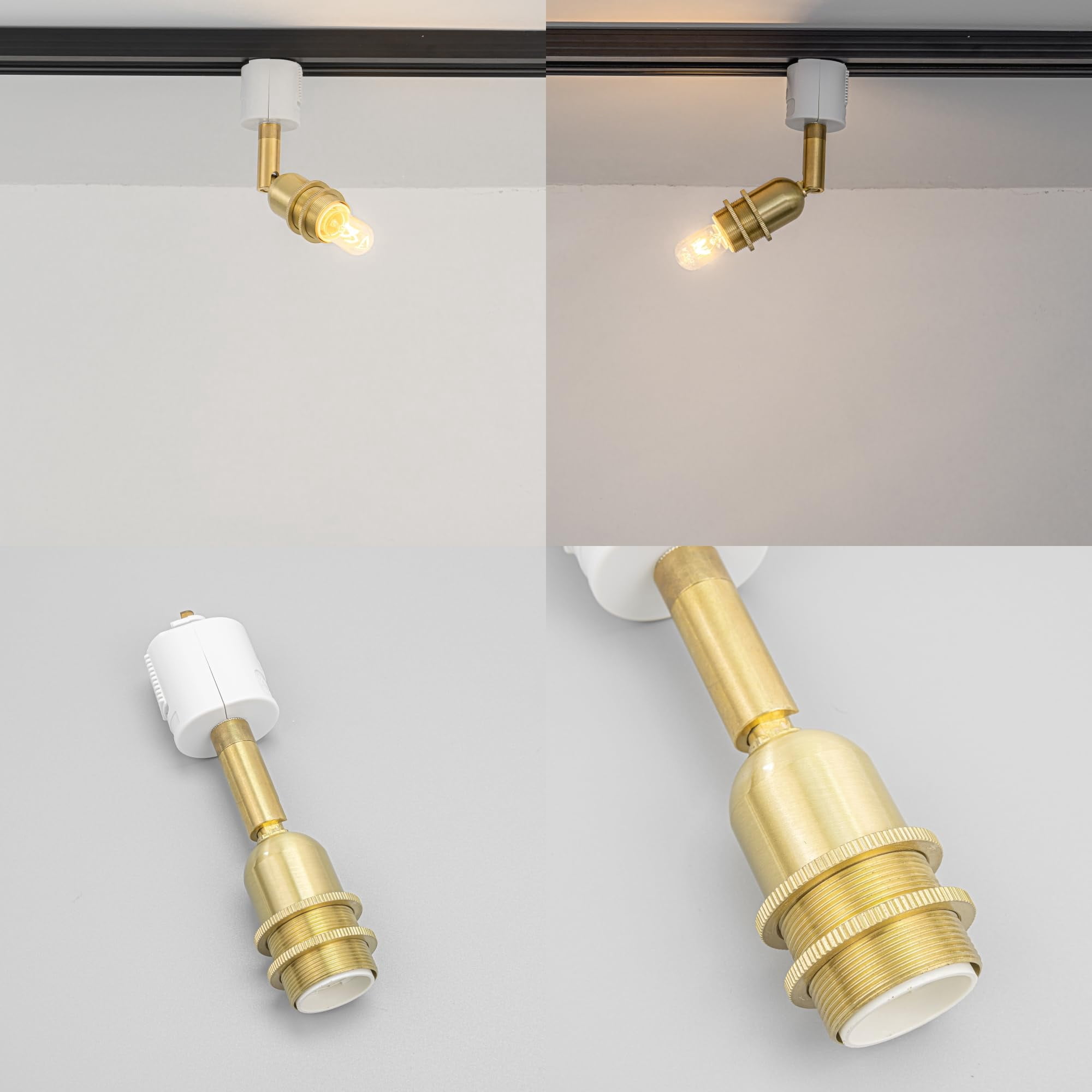 KAYYELAMP 3Pcs Juno System E12 Mini Brass Base Adjustable Titl Angle Track Lighting Modern Design for Farmhouse Kitchen Sink Gallery Loft Home(No Bulb, Track)
