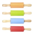 thumbnail image 2 of 4PCS Mini Rolling Pin - Wooden Handle Non?Stick Silicone Rolling Pins for Home Kitchen Children Baking Tool, 2 of 8