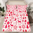 thumbnail image 2 of Manfei Cute Christmas Reindeer Twin Sheet Sets,Xmas Stocking Gifts Twin Fitted Sheet,Red Biege Flat Sheet For Teens,Breathable Home Decor,3pcs, 2 of 7