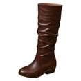 thumbnail image 6 of Dakaela Women's Knee High Boots Flat Low Heel Slouch Dress Boot Round Toe Wide Calf Winter Shoes, 6 of 7