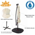 thumbnail image 3 of C-Hopetree 10 ft Offset Cantilever Outdoor Patio Umbrella with Solar LED Lights and Cross Base Stand, Ivory, 3 of 8