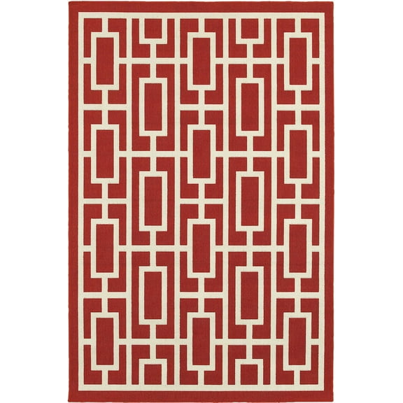 Oriental Weavers Meridian Area Rug 9754R Red Boxes Rectangles 1' 10" x 2' 10" Rectangle