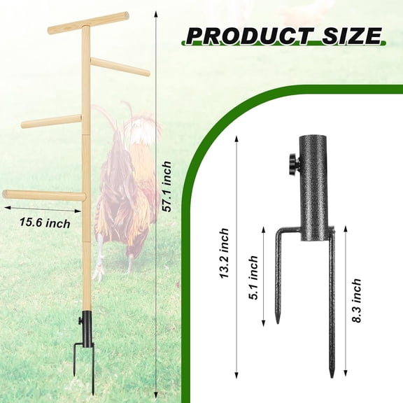 2 Pcs 57" Extra Large Chicken Perch Toy for Coop, Wooden Chick Perch Stand with Strong Roosting  Chicken Enrichment Toys for Coop Brooder Large Bird, Easy to Assemble, Comes with Installation Video