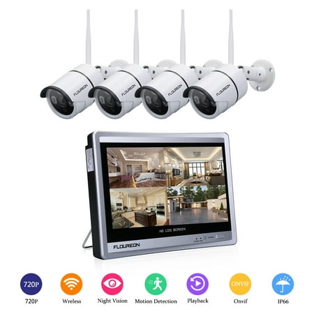 - FLOUREON 4CH 1080P WIFI NVR with 12