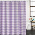 thumbnail image 4 of Small Stall Shower Curtain 48x72 Inch Narrow Half Size Buffalo Plaid Bath Curtains Bathroom Decor, Farmhouse Purple Checkered Vintage Grid Waterproof Fabric Shower Curtain Set with Hooks 48 Inch, 4 of 7