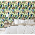 thumbnail image 3 of S4sassy Removable Nature-inspired Waterproof Wall Wrap, Textured Finish Wallcover, Bird & Cherry Branch Contact Paper for Walls,Dresser, Self Adhesive Vinyl Wallpaper Roll- Green (25"x240"), 3 of 9